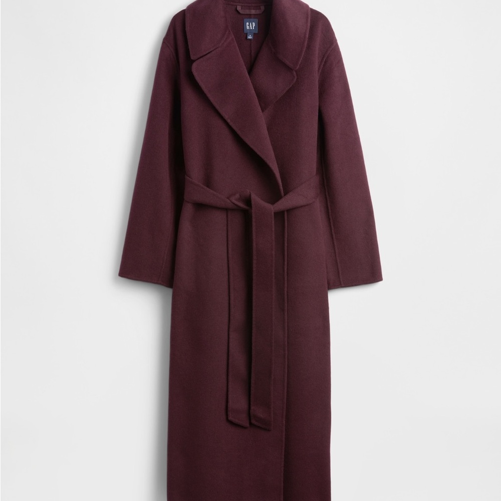 GAP Deep Burgundy Wool Belted Coat - Like New